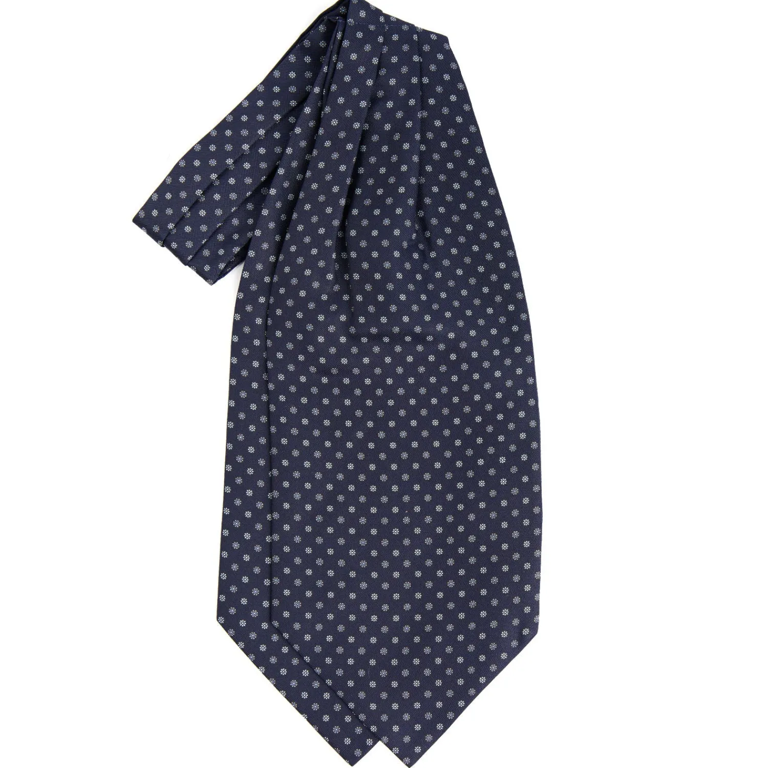 E.Marinella Ascot|CRAVATTA ASCOT IN SETA BLU SCURO Microfantasia fiore