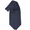 E.Marinella Ascot|CRAVATTA ASCOT IN SETA BLU SCURO Microfantasia fiore