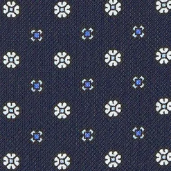 E.Marinella Ascot|CRAVATTA ASCOT IN SETA BLU SCURO Microfantasia fiore