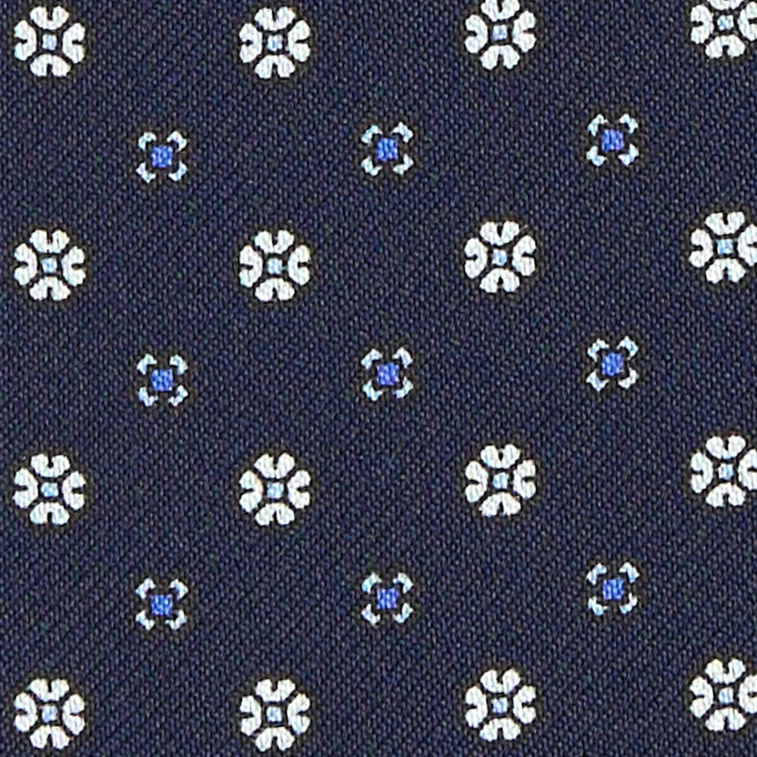 E.Marinella Ascot|CRAVATTA ASCOT IN SETA BLU SCURO Microfantasia fiore