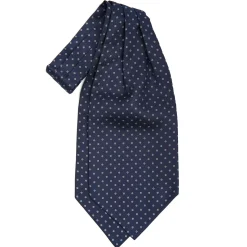 E.Marinella Ascot|CRAVATTA ASCOT IN SETA BLU SCURO Microfantasia fiore