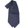 E.Marinella Ascot|CRAVATTA ASCOT IN SETA BLU SCURO Microfantasia fiore