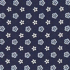 E.Marinella Ascot|CRAVATTA ASCOT IN SETA BLU SCURO Microfantasia fiore