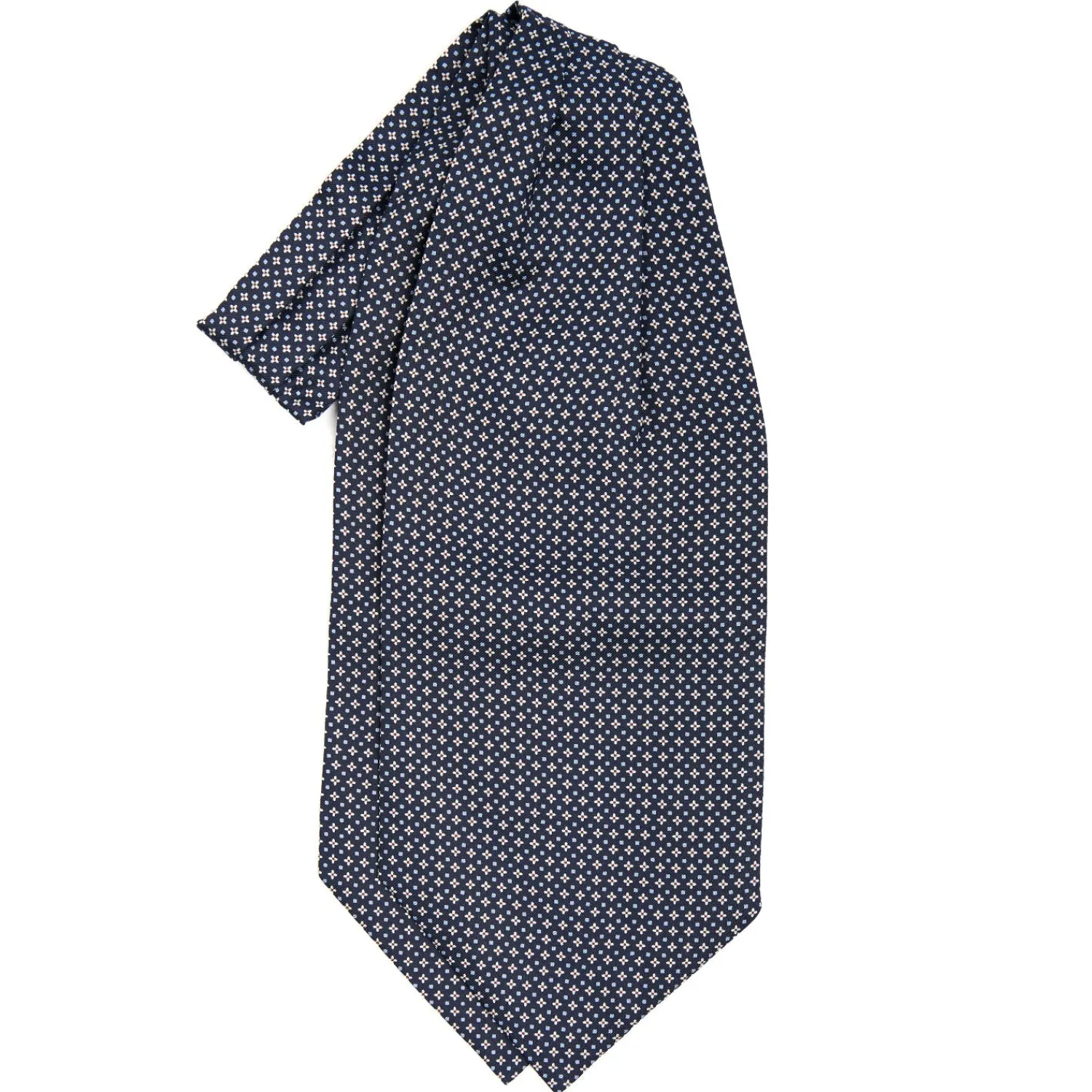 E.Marinella Ascot|CRAVATTA ASCOT IN SETA BLU SCURO Microfantasia fiore