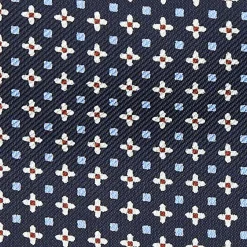 E.Marinella Ascot|CRAVATTA ASCOT IN SETA BLU SCURO Microfantasia fiore