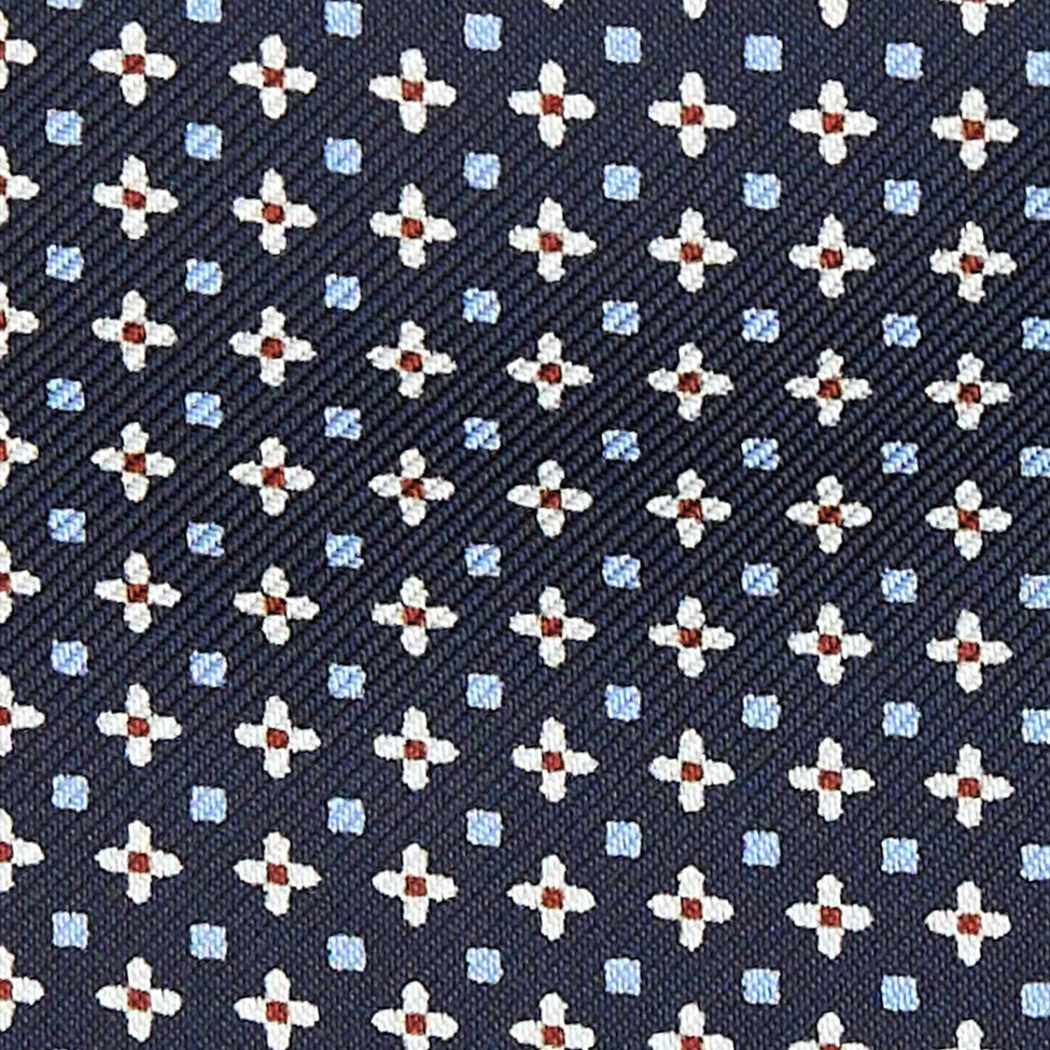 E.Marinella Ascot|CRAVATTA ASCOT IN SETA BLU SCURO Microfantasia fiore