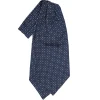 E.Marinella Ascot|CRAVATTA ASCOT IN SETA BLU SCURO Microfantasia fiore
