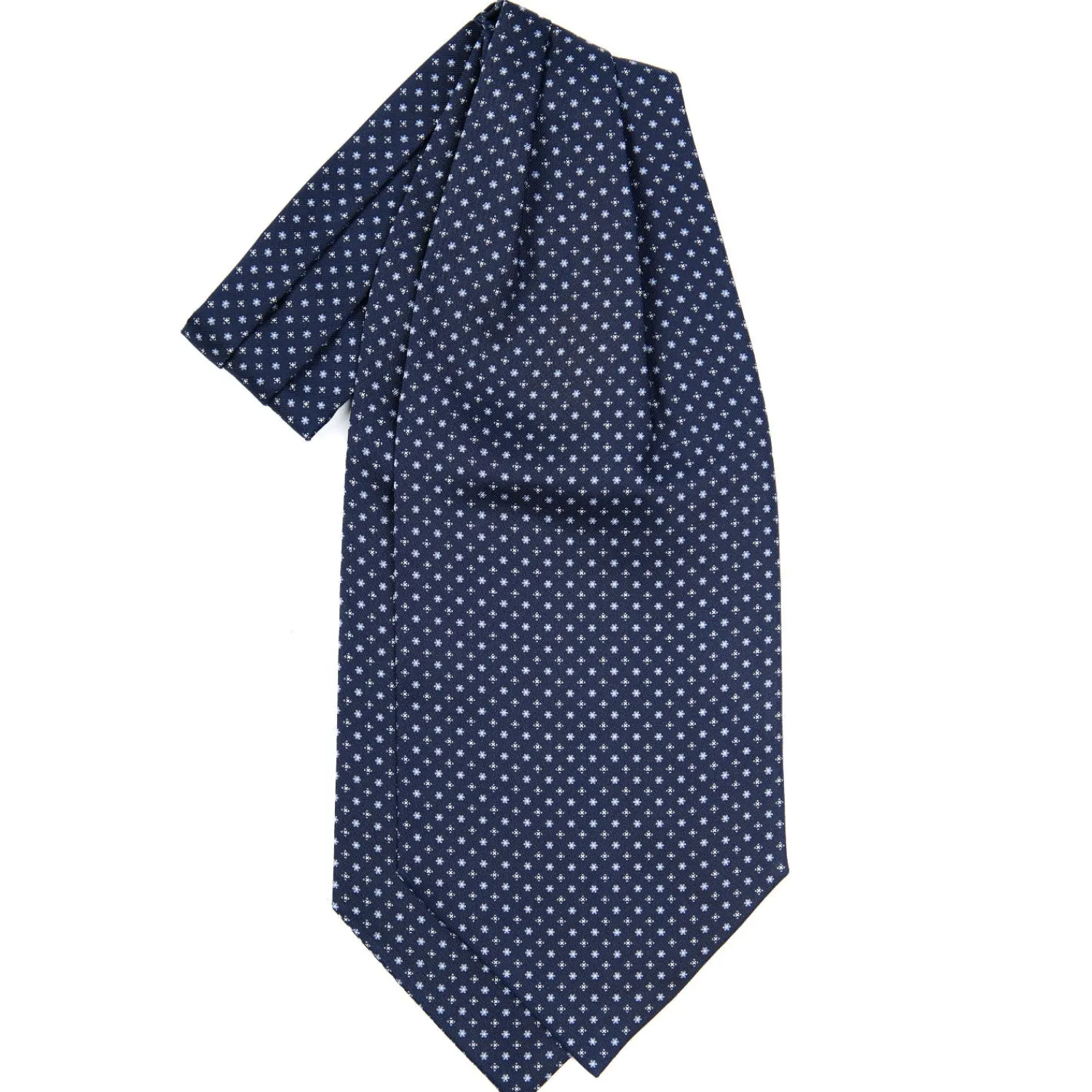 E.Marinella Ascot|CRAVATTA ASCOT IN SETA BLU SCURO Microfantasia fiore