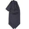 E.Marinella Ascot|CRAVATTA ASCOT IN SETA BLU SCURO Microfantasia fiore