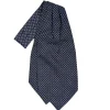 E.Marinella Ascot|CRAVATTA ASCOT IN SETA BLU SCURO Microfantasia fiore