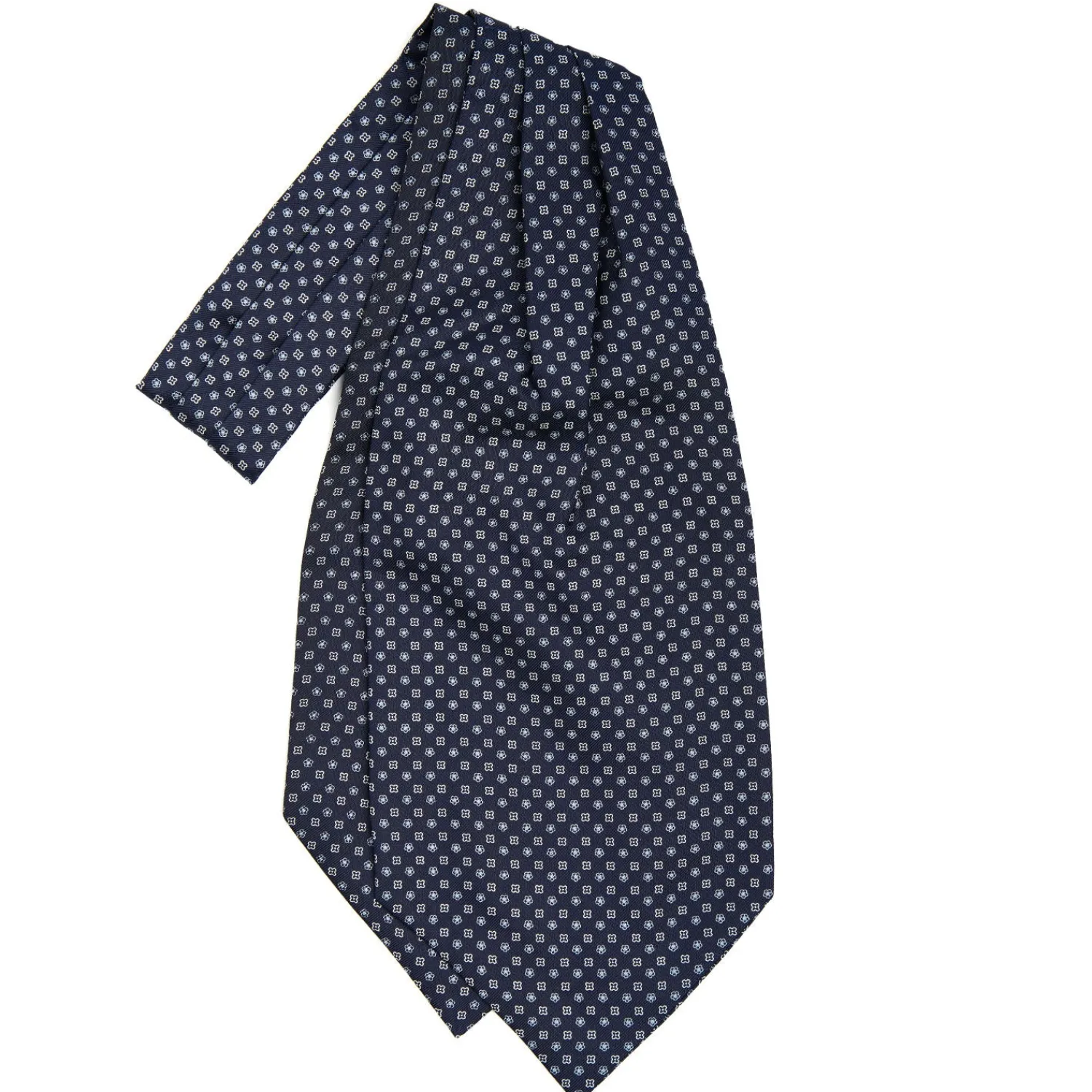 E.Marinella Ascot|CRAVATTA ASCOT IN SETA BLU SCURO Microfantasia fiore