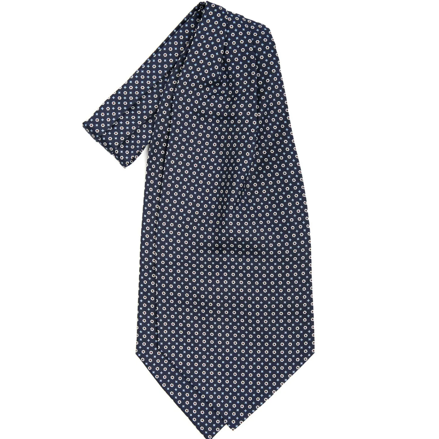 E.Marinella Ascot|CRAVATTA ASCOT IN SETA BLU SCURO Microfantasia fiore