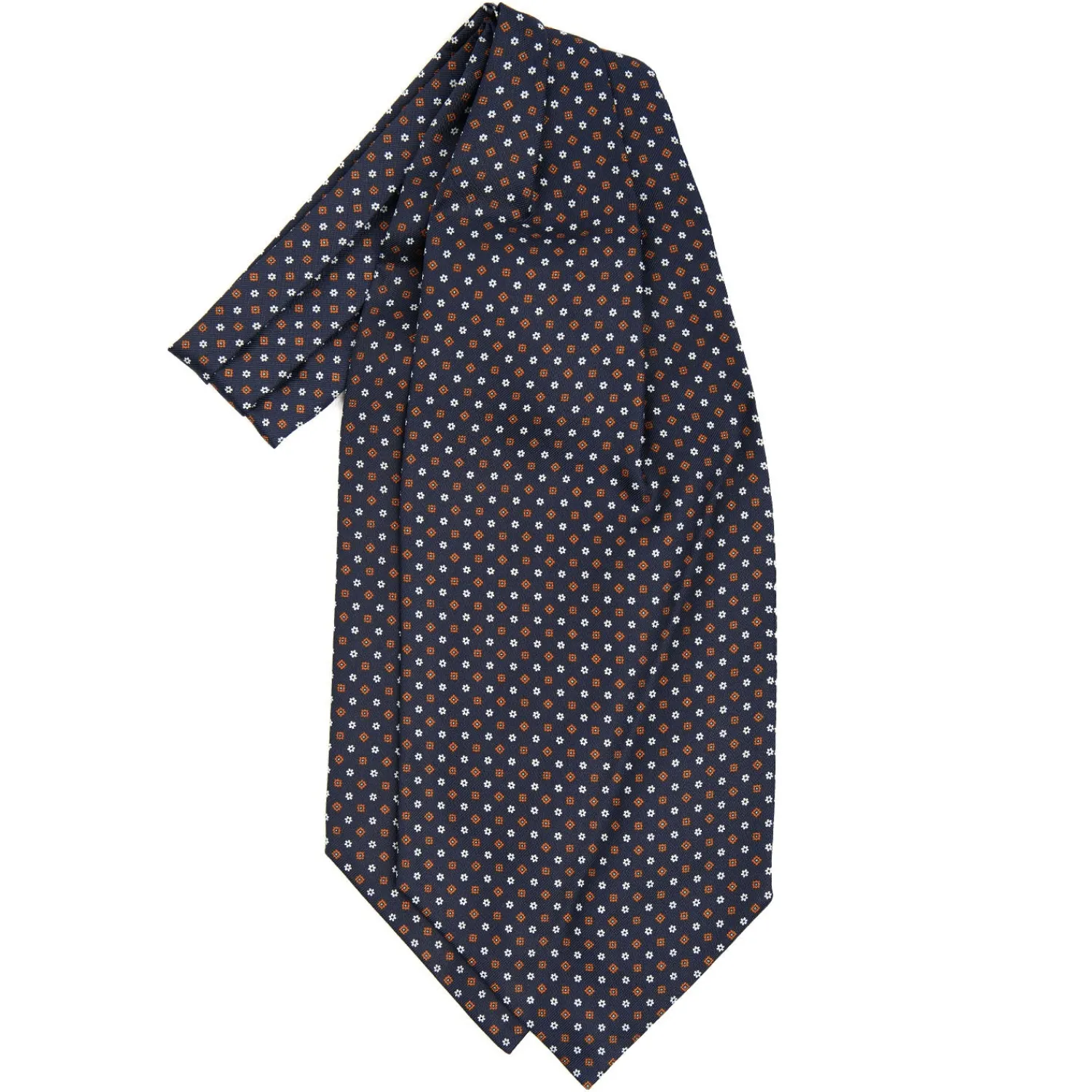 E.Marinella Ascot|CRAVATTA ASCOT IN SETA BLU SCURO Microfantasia fiore