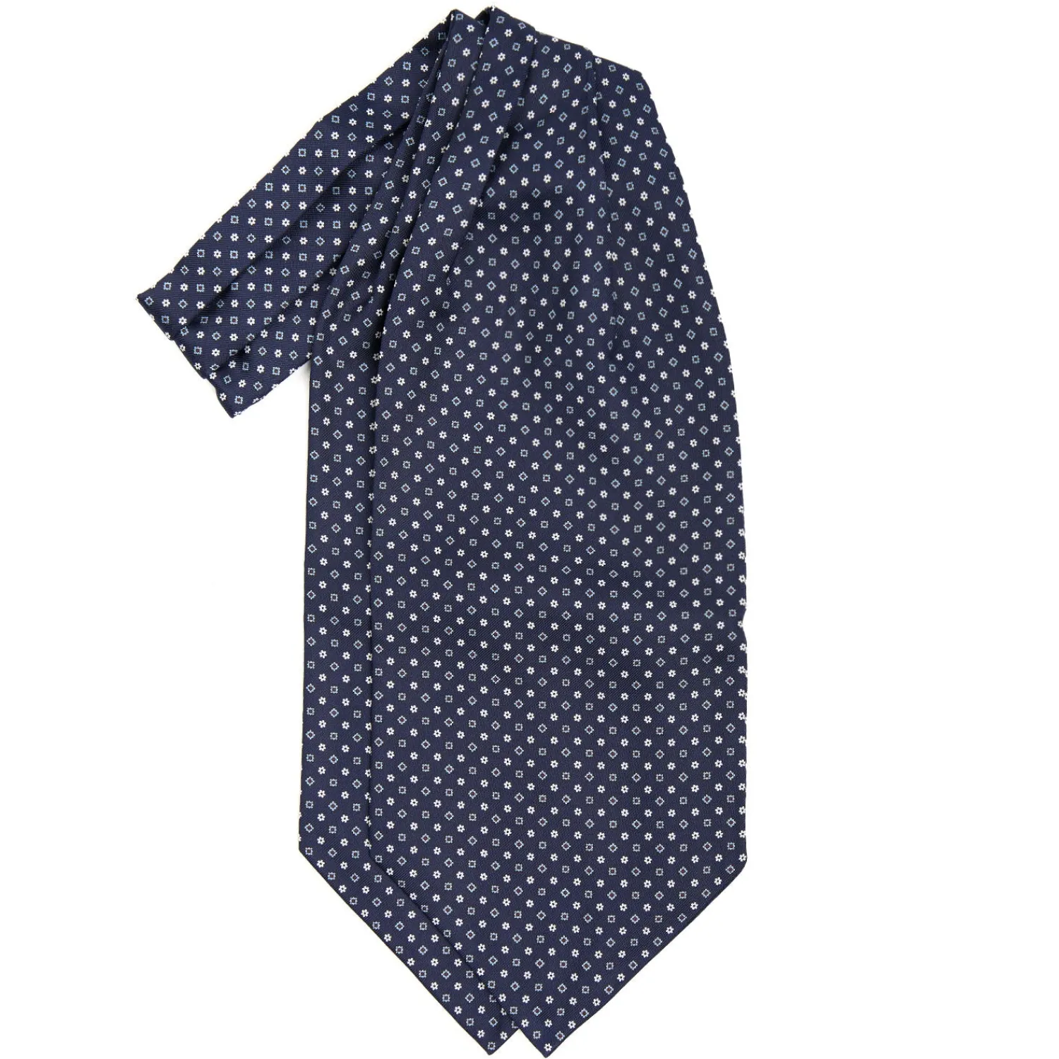 E.Marinella Ascot|CRAVATTA ASCOT IN SETA BLU SCURO Microfantasia fiore