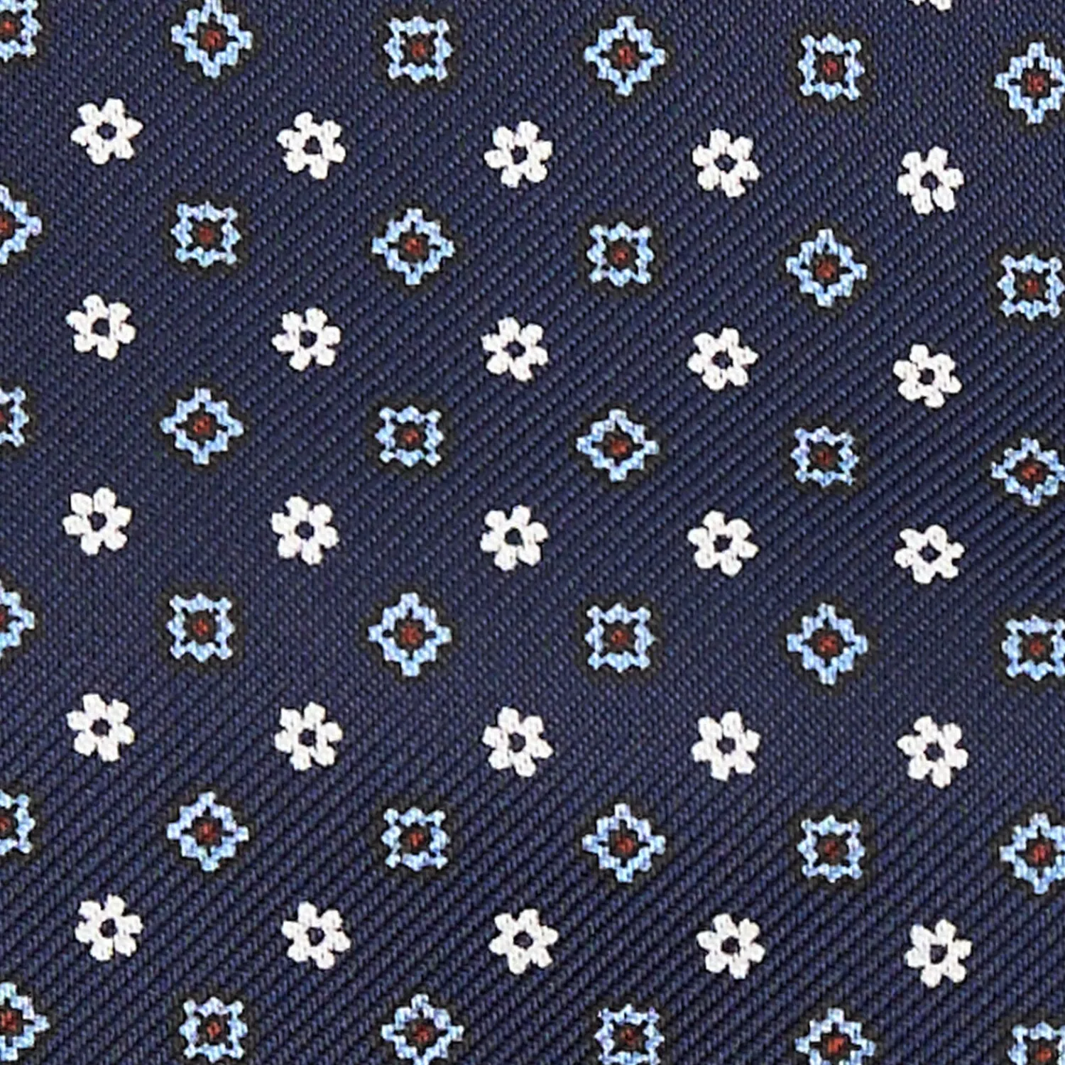 E.Marinella Ascot|CRAVATTA ASCOT IN SETA BLU SCURO Microfantasia fiore