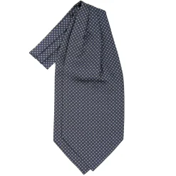 E.Marinella Ascot|CRAVATTA ASCOT IN SETA BLU SCURO Microfantasia fiore