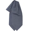 E.Marinella Ascot|CRAVATTA ASCOT IN SETA BLU SCURO Microfantasia fiore
