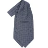 E.Marinella Ascot|CRAVATTA ASCOT IN SETA BLU SCURO Microfantasia fiore