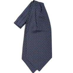 E.Marinella Ascot|CRAVATTA ASCOT IN SETA BLU SCURO Microfantasia fiore