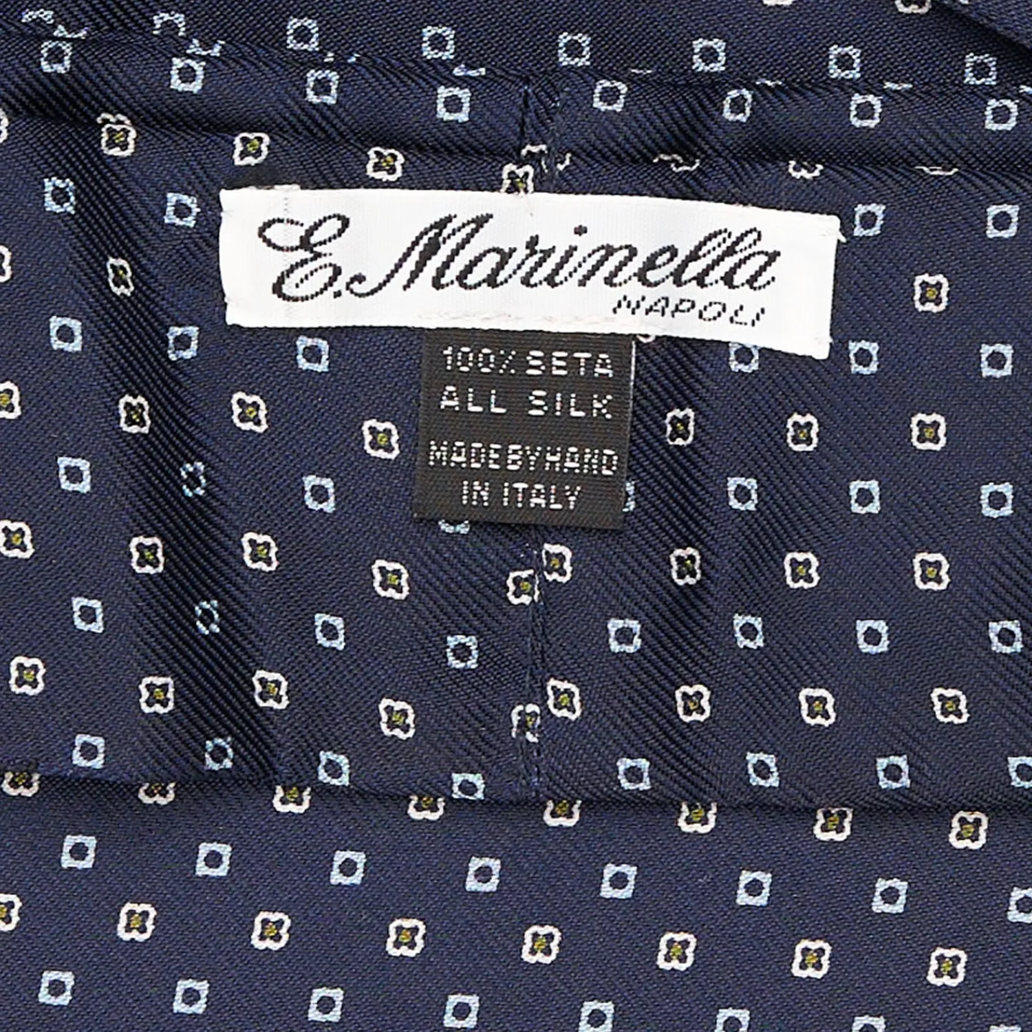 E.Marinella Ascot|CRAVATTA ASCOT IN SETA BLU SCURO Microfantasia fiore