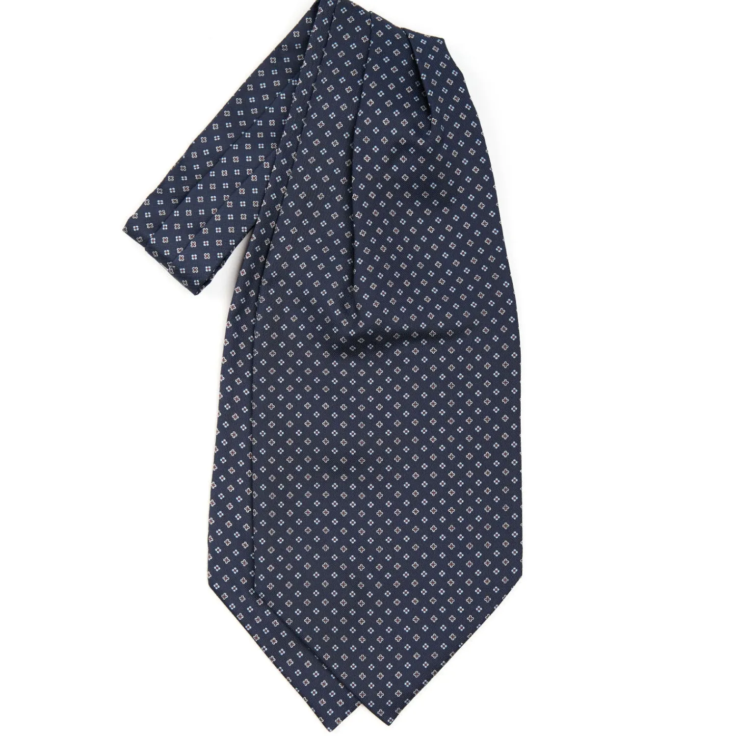 E.Marinella Ascot|CRAVATTA ASCOT IN SETA BLU SCURO Microfantasia fiore