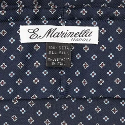 E.Marinella Ascot|CRAVATTA ASCOT IN SETA BLU SCURO Microfantasia fiore