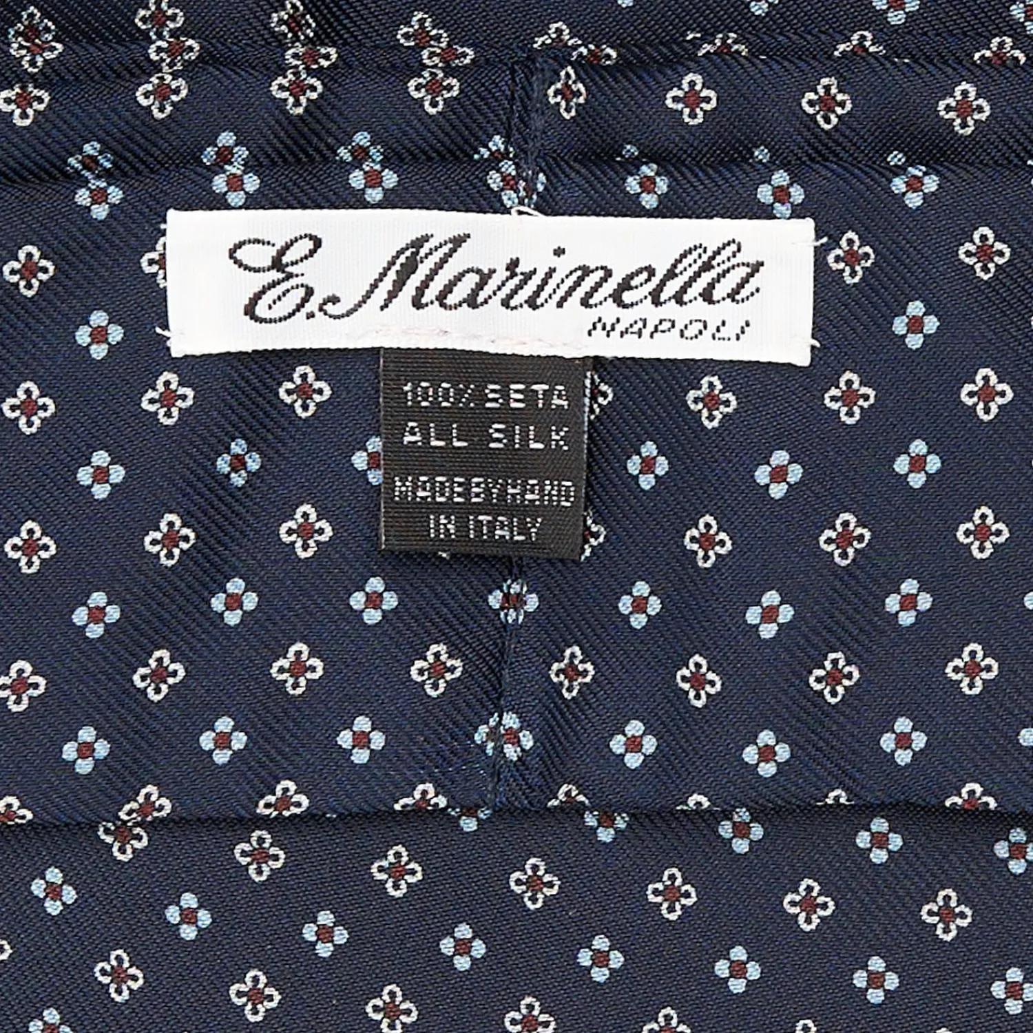 E.Marinella Ascot|CRAVATTA ASCOT IN SETA BLU SCURO Microfantasia fiore