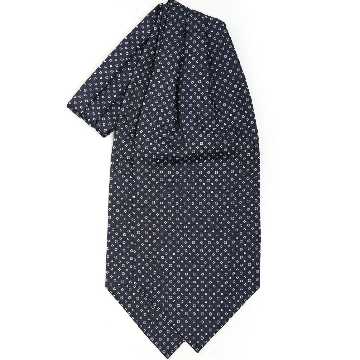 E.Marinella Ascot|CRAVATTA ASCOT IN SETA BLU SCURO Microfantasia fiore