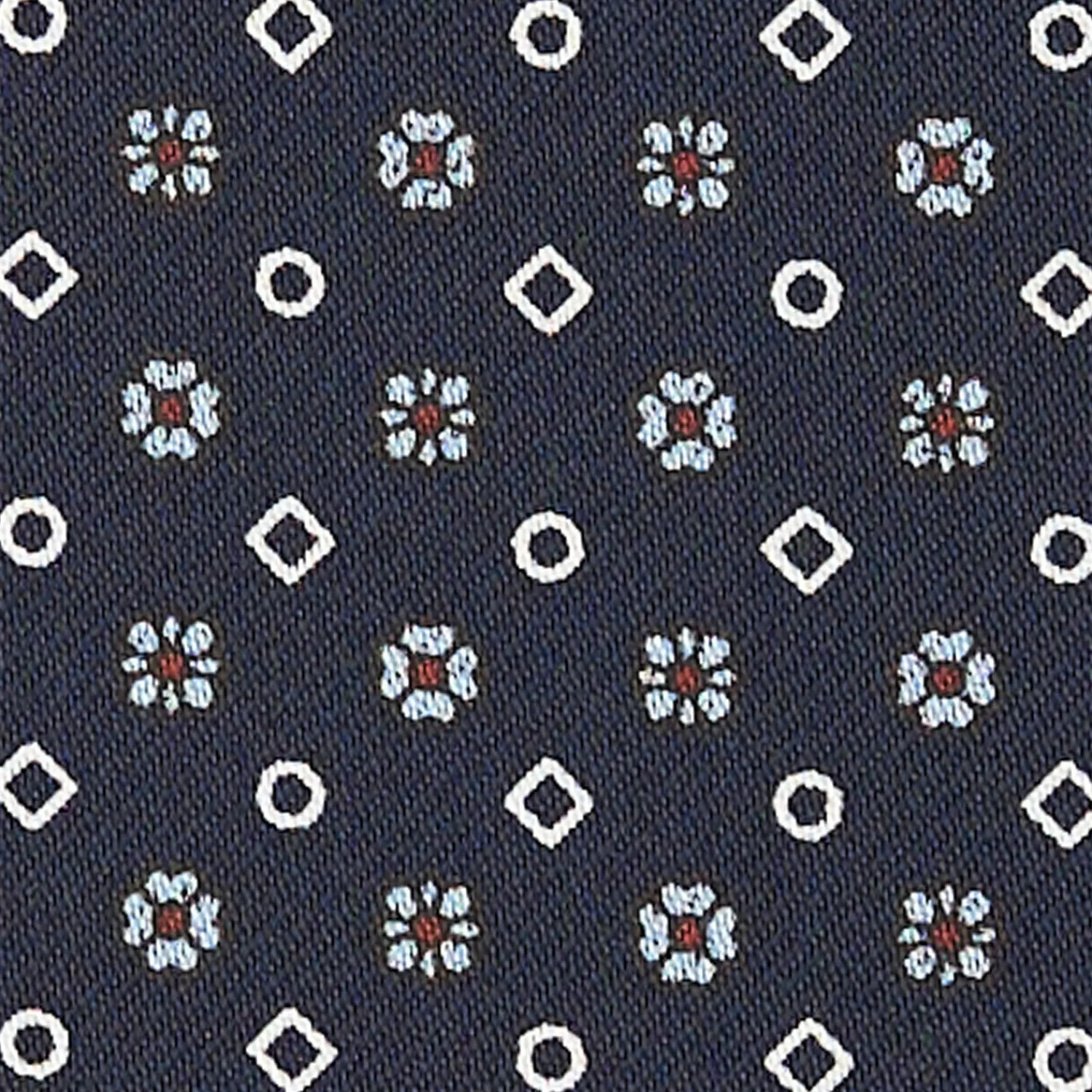 E.Marinella Ascot|CRAVATTA ASCOT IN SETA BLU SCURO Microfantasia fiore