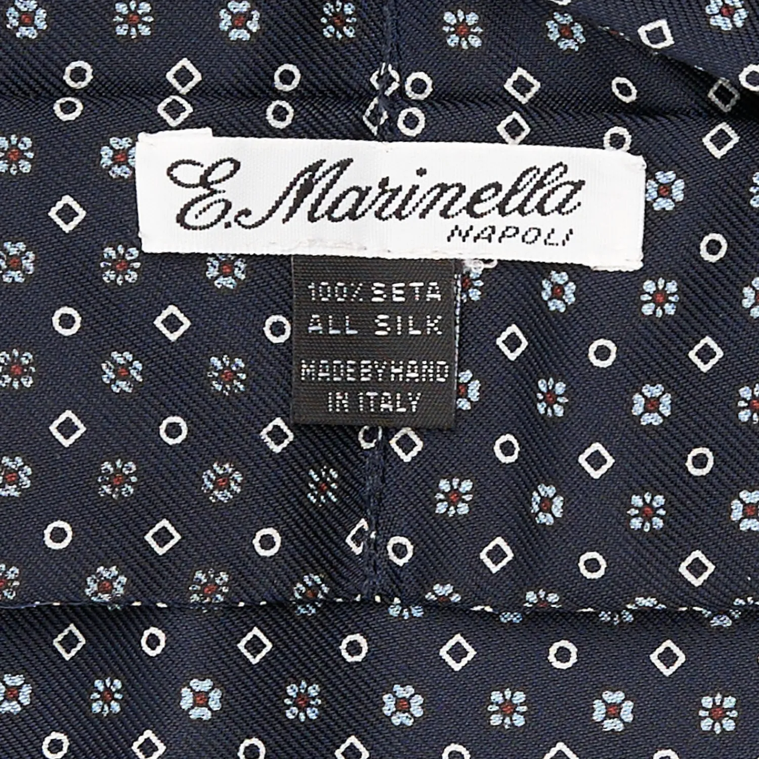 E.Marinella Ascot|CRAVATTA ASCOT IN SETA BLU SCURO Microfantasia fiore