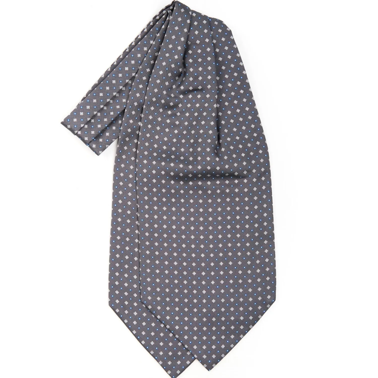 E.Marinella Ascot|CRAVATTA ASCOT IN SETA GRIGIO SCURO Microfantasia fiore