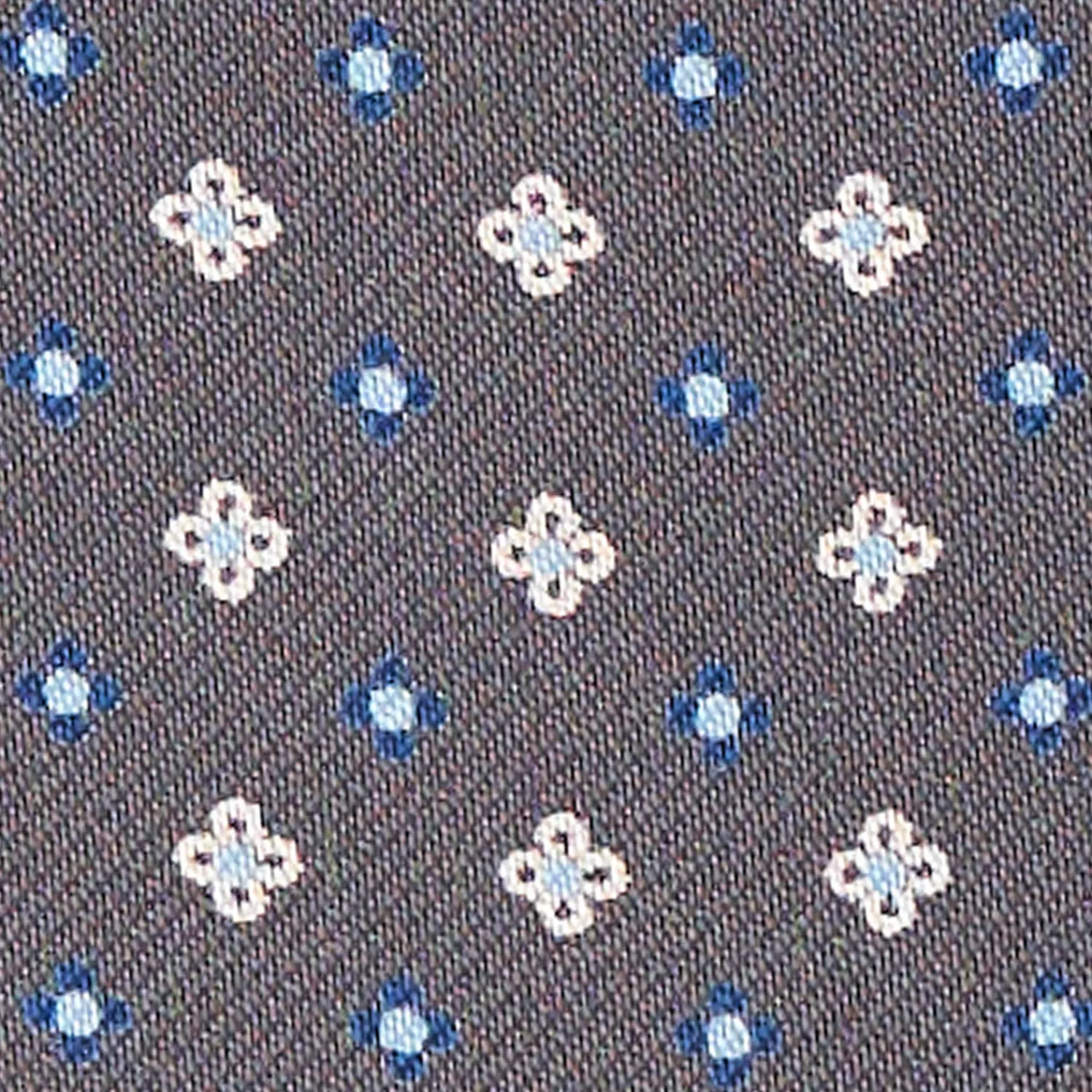 E.Marinella Ascot|CRAVATTA ASCOT IN SETA GRIGIO SCURO Microfantasia fiore
