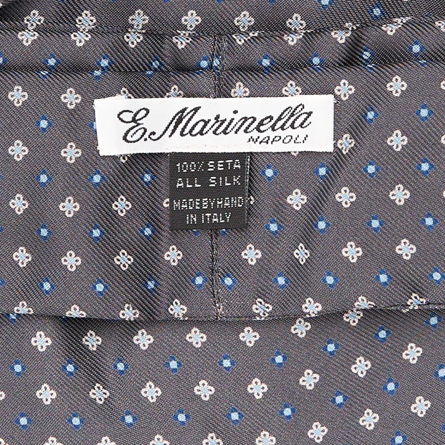 E.Marinella Ascot|CRAVATTA ASCOT IN SETA GRIGIO SCURO Microfantasia fiore