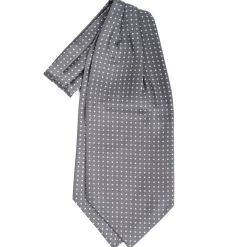 E.Marinella Ascot|CRAVATTA ASCOT IN SETA GRIGIO SCURO Microfantasia fiore
