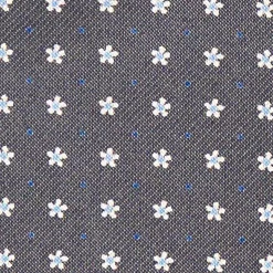 E.Marinella Ascot|CRAVATTA ASCOT IN SETA GRIGIO SCURO Microfantasia fiore