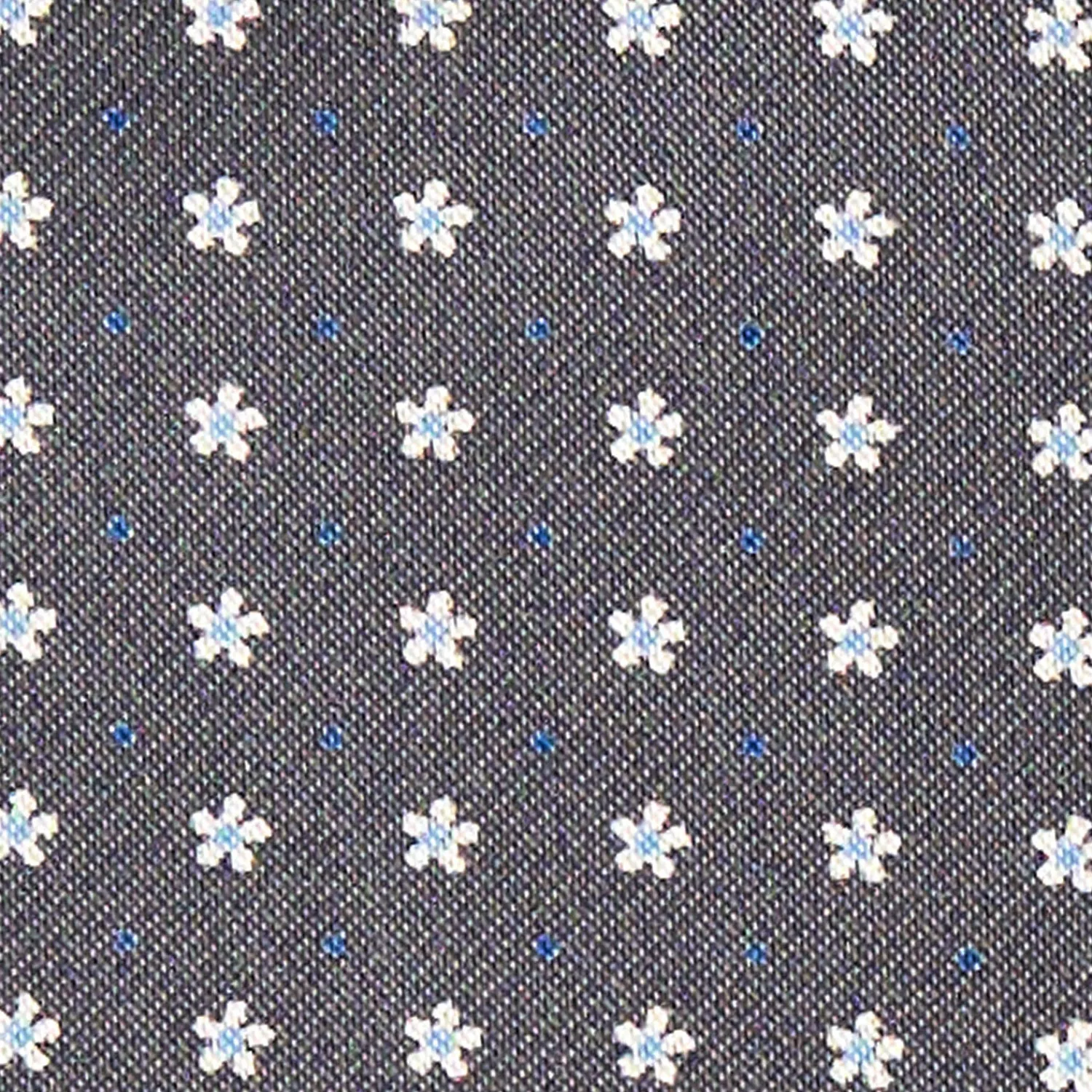 E.Marinella Ascot|CRAVATTA ASCOT IN SETA GRIGIO SCURO Microfantasia fiore