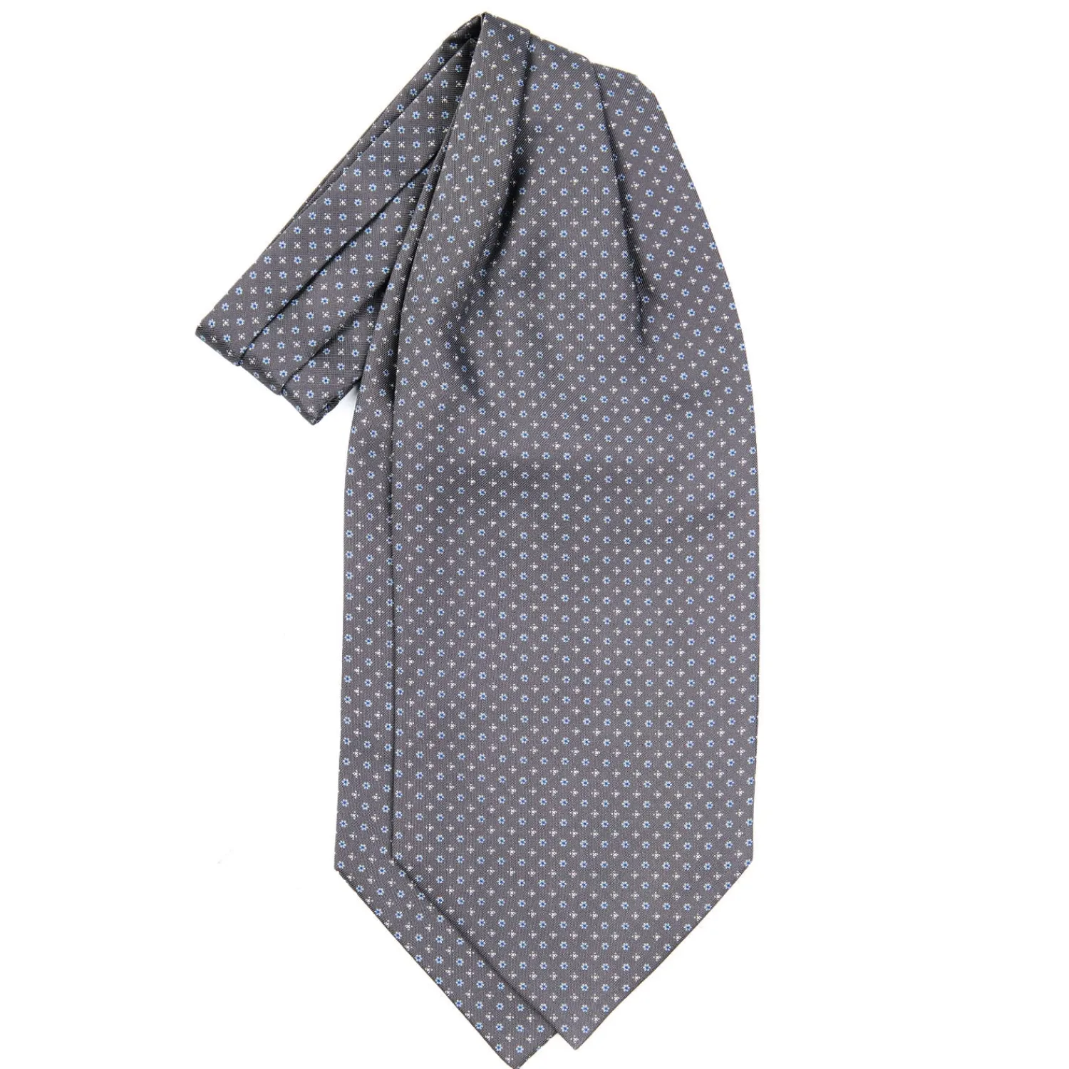 E.Marinella Ascot|CRAVATTA ASCOT IN SETA GRIGIO SCURO Microfantasia fiore