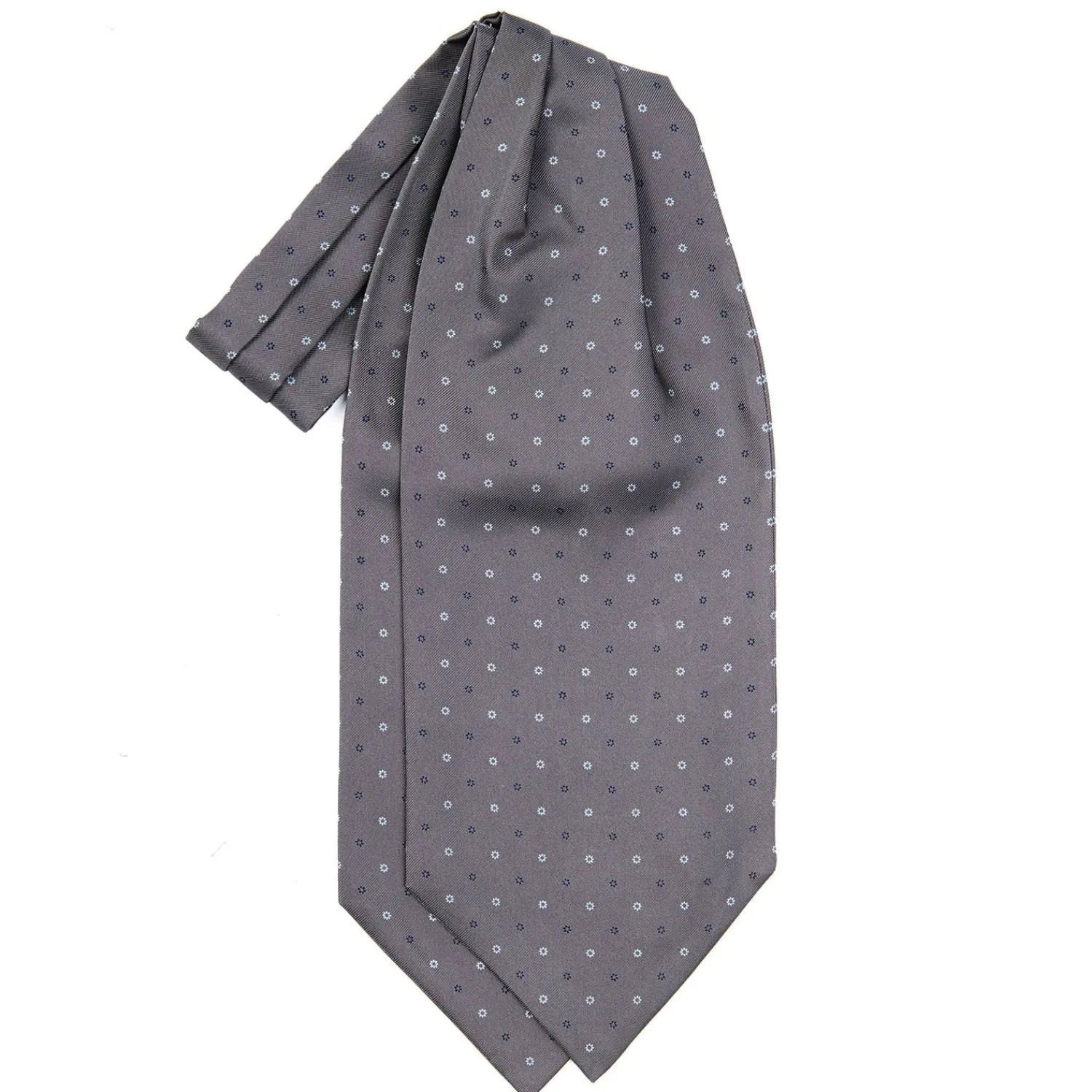 E.Marinella Ascot|CRAVATTA ASCOT IN SETA GRIGIO SCURO Microfantasia fiore