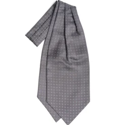 E.Marinella Ascot|CRAVATTA ASCOT IN SETA GRIGIO SCURA Microfantasia fiore