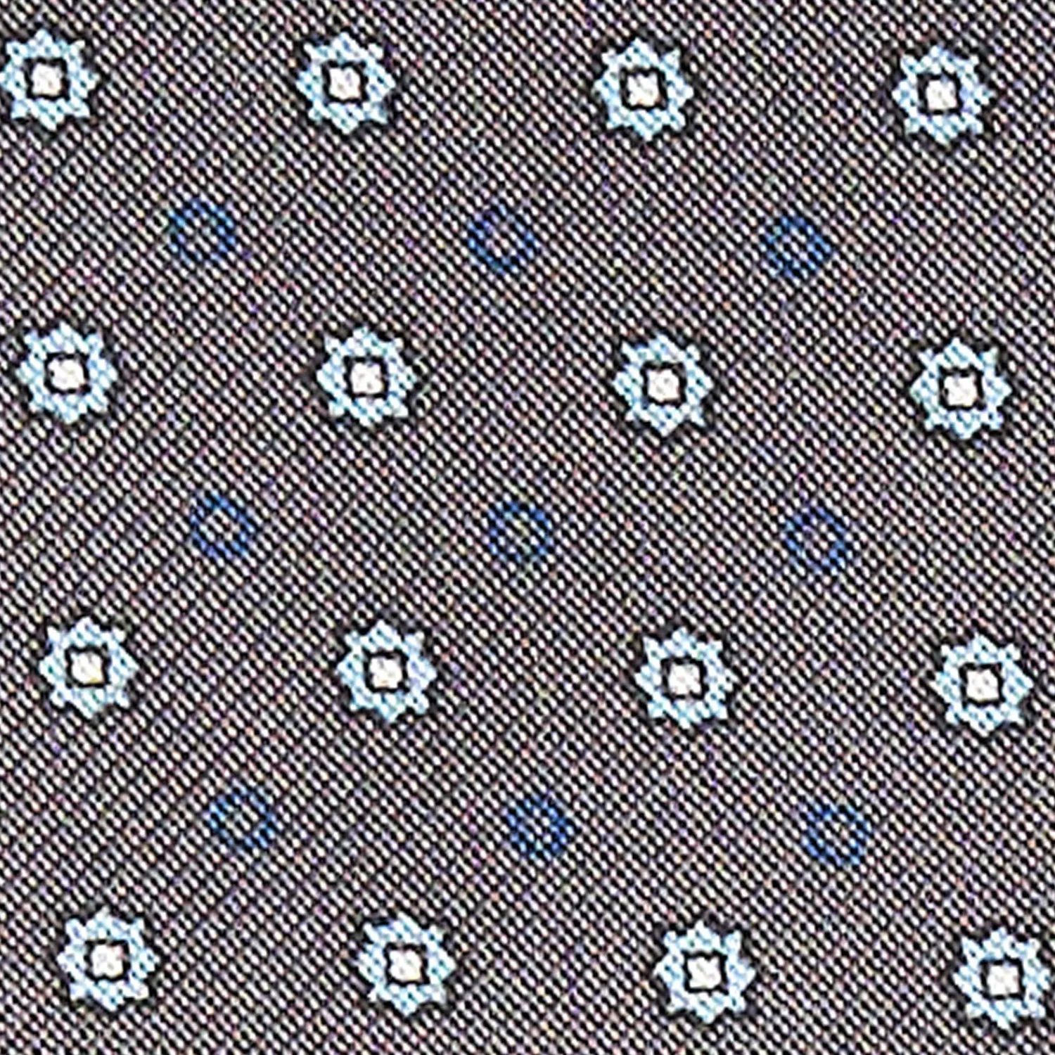E.Marinella Ascot|CRAVATTA ASCOT IN SETA GRIGIO SCURA Microfantasia fiore