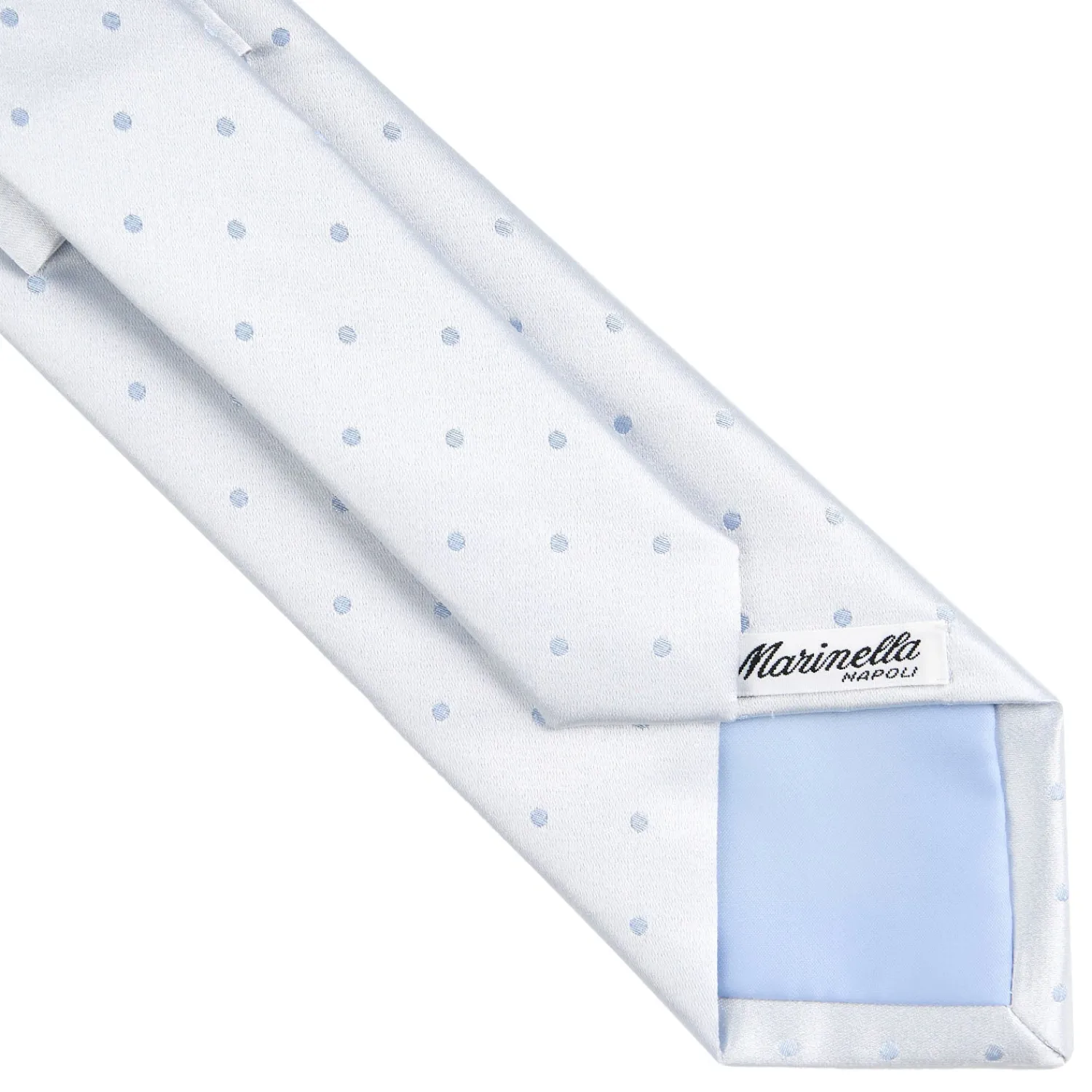 E.Marinella CRAVATTE|Cravatte Pois|CRAVATTA CERIMONIA IN RASO DI SETA AZZURRA Pois