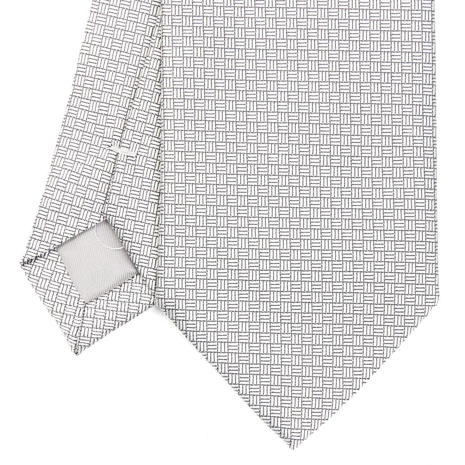 E.Marinella CRAVATTE|Cravatte In Seta Jacquard|CRAVATTA CERIMONIA IN SETA JACQUARD GRIGIO CHIARO Microfantasia geometrica