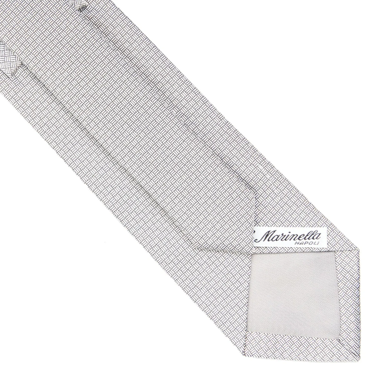 E.Marinella CRAVATTE|Cravatte In Seta Jacquard|CRAVATTA CERIMONIA IN SETA JACQUARD GRIGIO CHIARO Microfantasia geometrica
