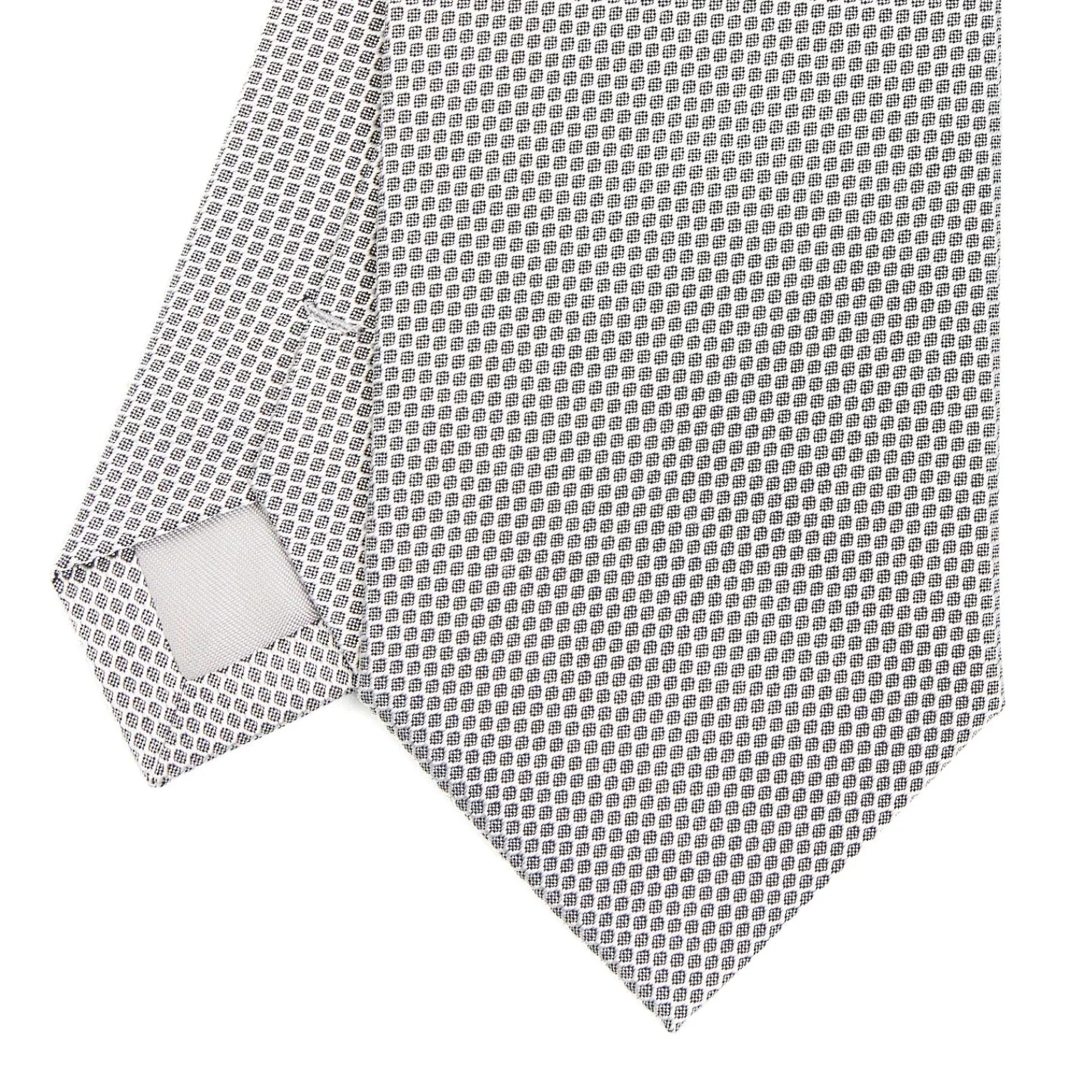 E.Marinella CRAVATTE|Cravatte In Seta Jacquard|CRAVATTA CERIMONIA IN SETA JACQUARD GRIGIO CHIARO Microfantasia geometrica