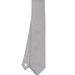E.Marinella CRAVATTE|Cravatte In Seta Jacquard|CRAVATTA CERIMONIA IN SETA JACQUARD GRIGIO CHIARO Microfantasia geometrica