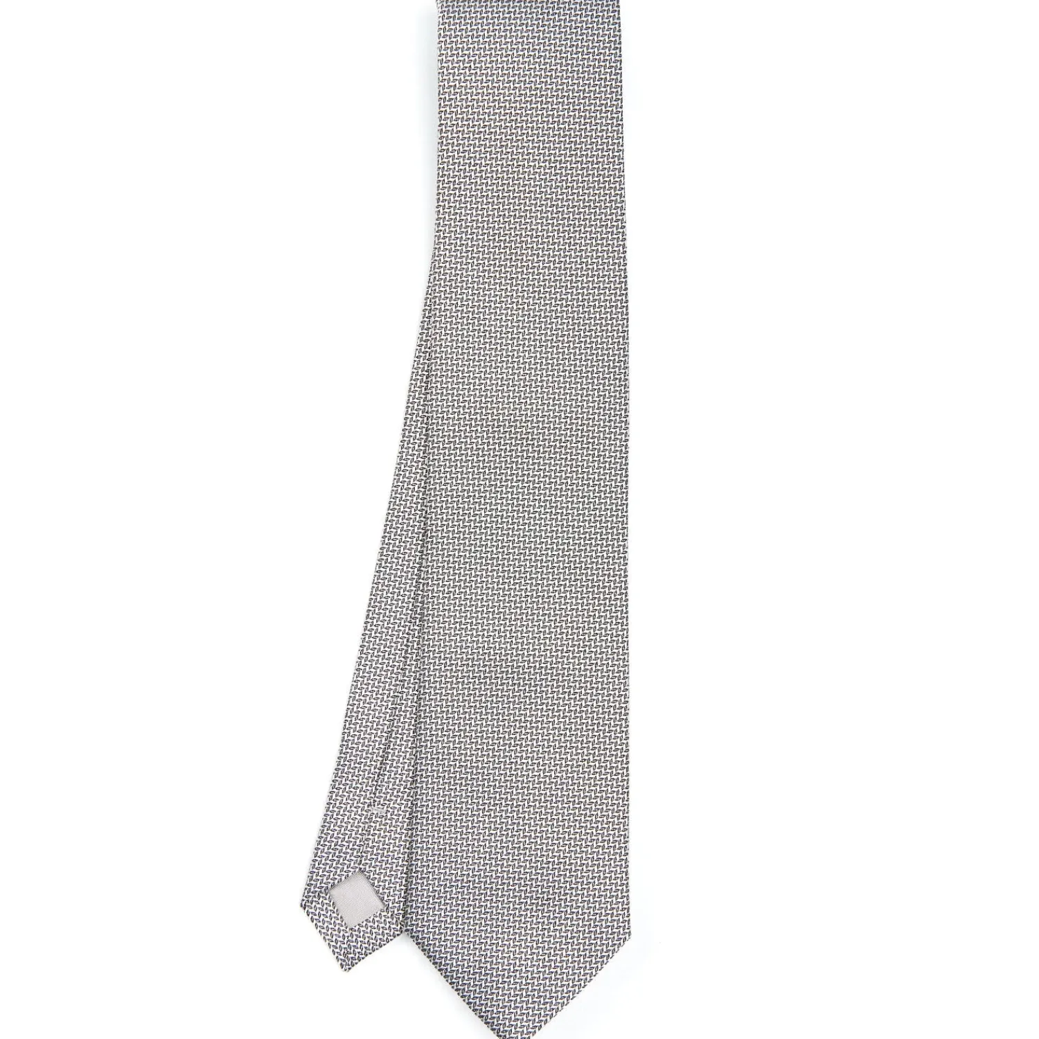 E.Marinella CRAVATTE|Cravatte In Seta Jacquard|CRAVATTA CERIMONIA IN SETA JACQUARD GRIGIO CHIARO Microfantasia geometrica