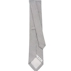E.Marinella CRAVATTE|Cravatte In Seta Jacquard|CRAVATTA CERIMONIA IN SETA JACQUARD GRIGIO CHIARO Microfantasia geometrica
