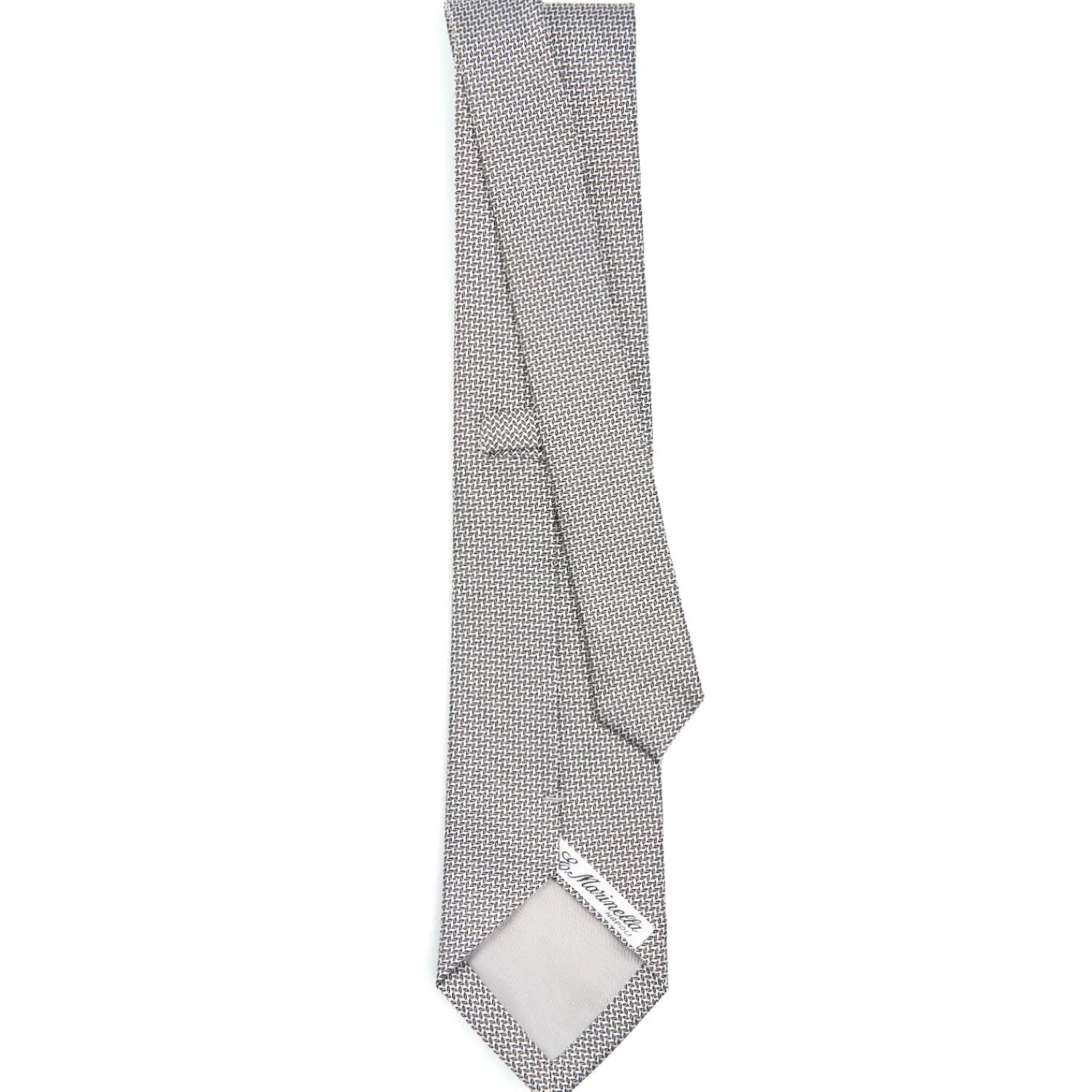 E.Marinella CRAVATTE|Cravatte In Seta Jacquard|CRAVATTA CERIMONIA IN SETA JACQUARD GRIGIO CHIARO Microfantasia geometrica