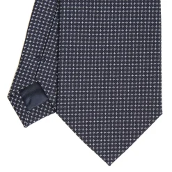 E.Marinella CRAVATTE|Accessori Per Il Padre Degli Sposi|CRAVATTA CERIMONIA IN SETA JACQUARD BLU SCURO Microfanatsia geometrica