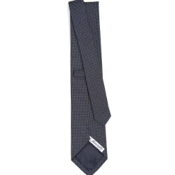 E.Marinella CRAVATTE|Accessori Per Il Padre Degli Sposi|CRAVATTA CERIMONIA IN SETA JACQUARD BLU SCURO Microfanatsia geometrica